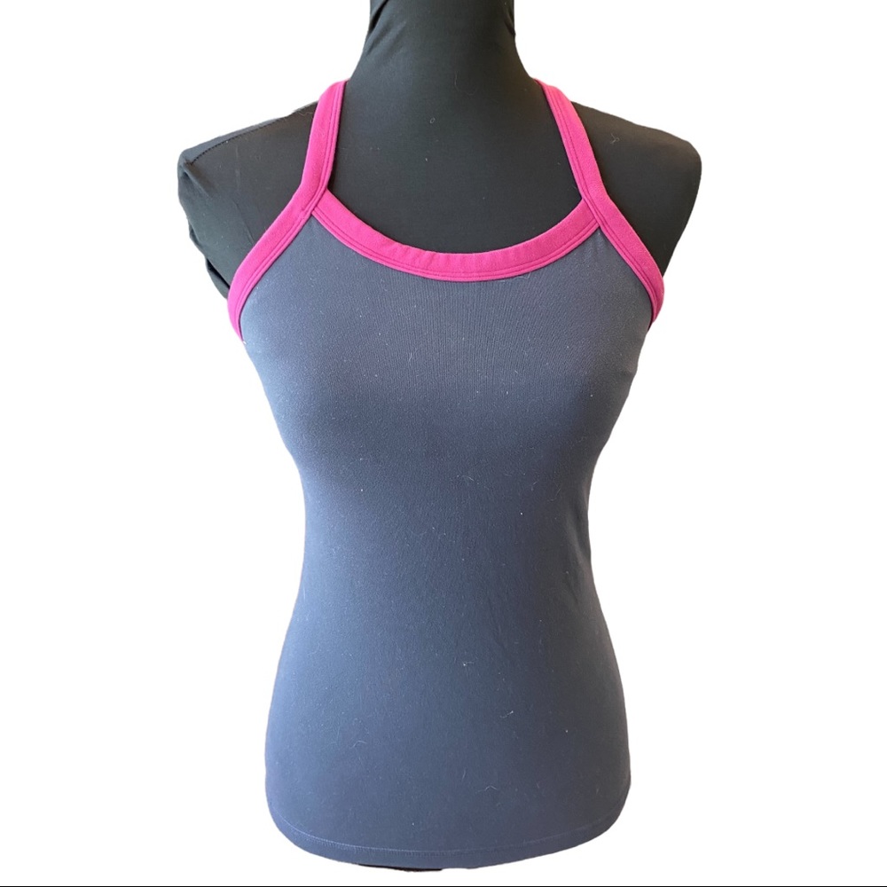 Lululemon grey and pink tank with back pocket